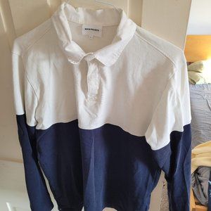 Norse Projects Ruben Block White & Navy Polo Shirt Made in Europe Size L